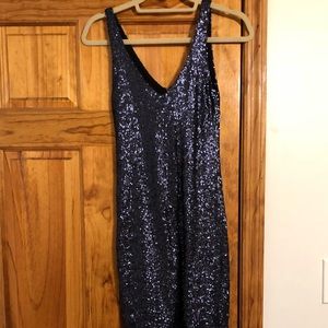 Navy Sequin Aqua Dress